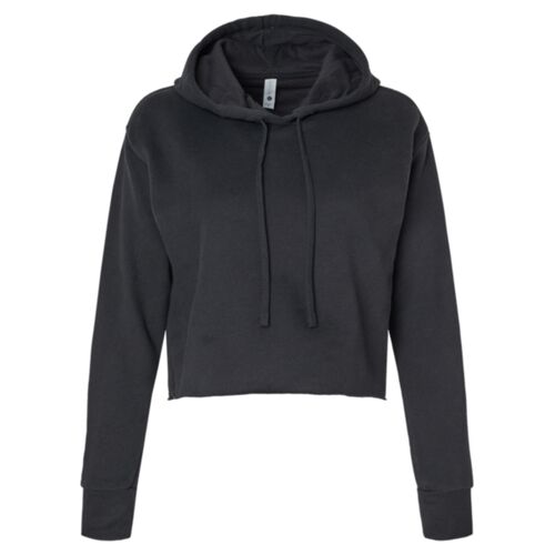 Women's Laguna Sueded Raw Edge Crop Hoodie Sweatshirt Thumbnail